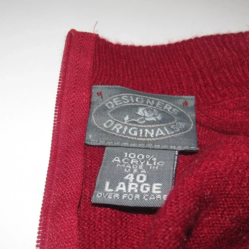 DESIGNERS ORIGINALS Luxelon Mock Neck Acrylic Red Sweater Size Large (40)
